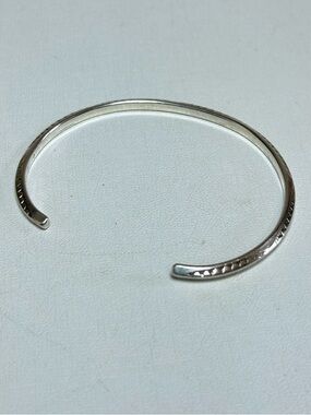 Native Sterling Silver Stamped edges Bangle Bracelet Navajo Made